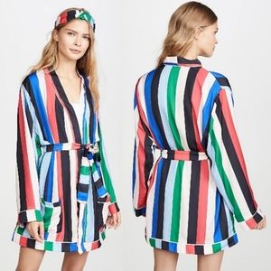 PLUSH APPAREL Rainbow Stripe Robe w/Headband Size L